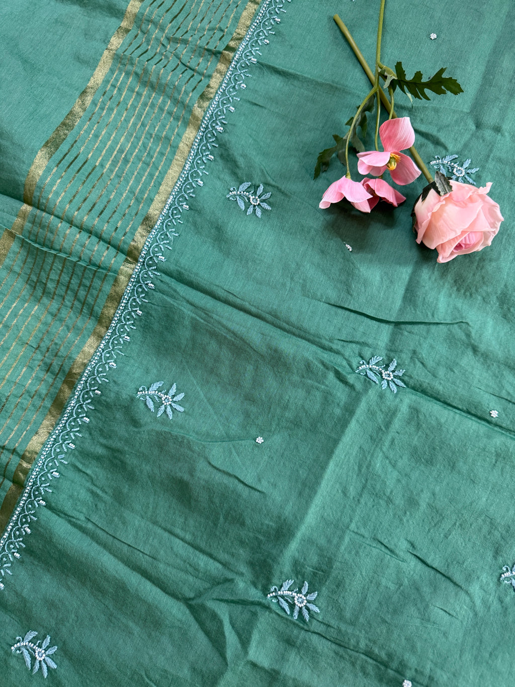 Muga Silk Semi-stitched Suit with heavy panel work