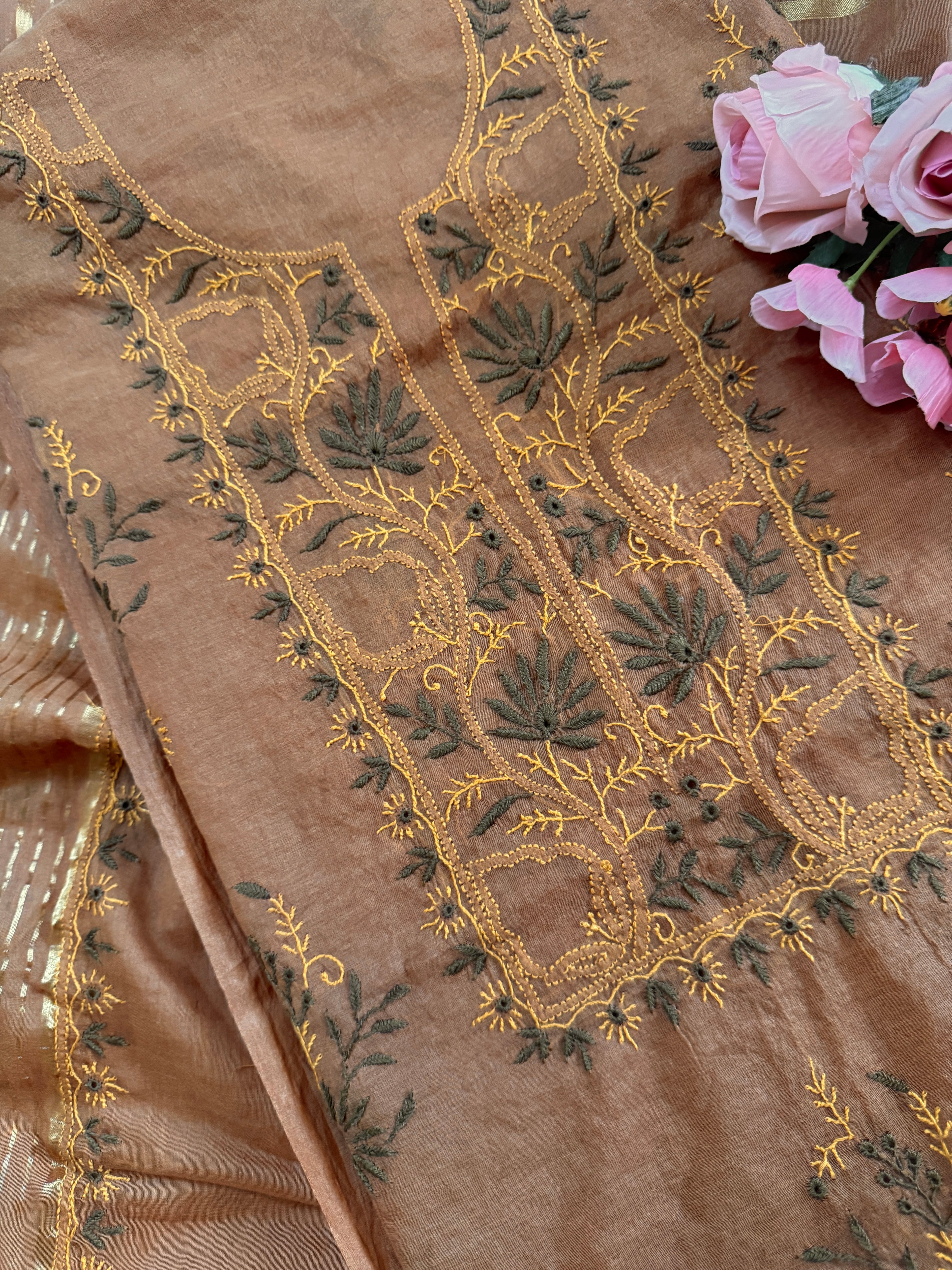 Mul Chanderi Unstitched Suit