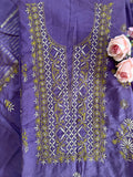 Mul Chanderi Unstitched Suit with thread work
