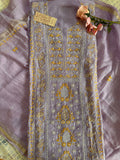 Pure Mul Unstitched Suit with heavy work (Front Panel)