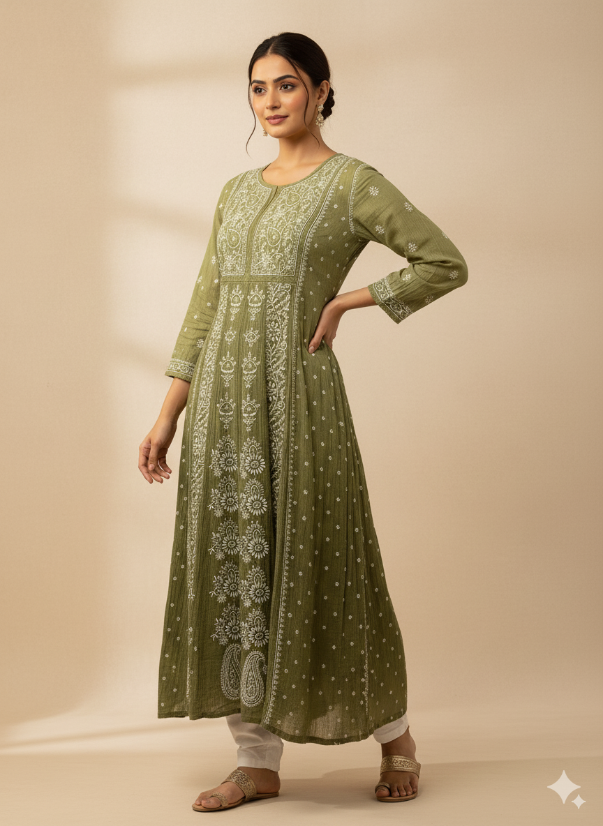 Meher A-line Mul Chanderi Kurti