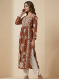 A-line Modal kurti with 3D embroidery