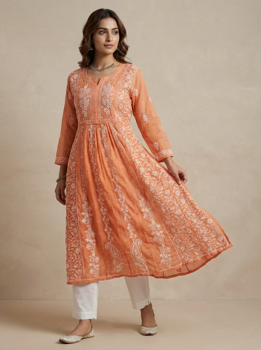 Meher A-line Mul Chanderi Kurti
