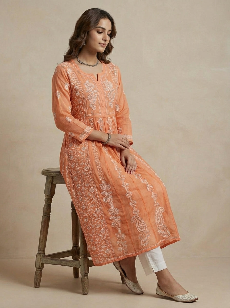Meher A-line Mul Chanderi Kurti