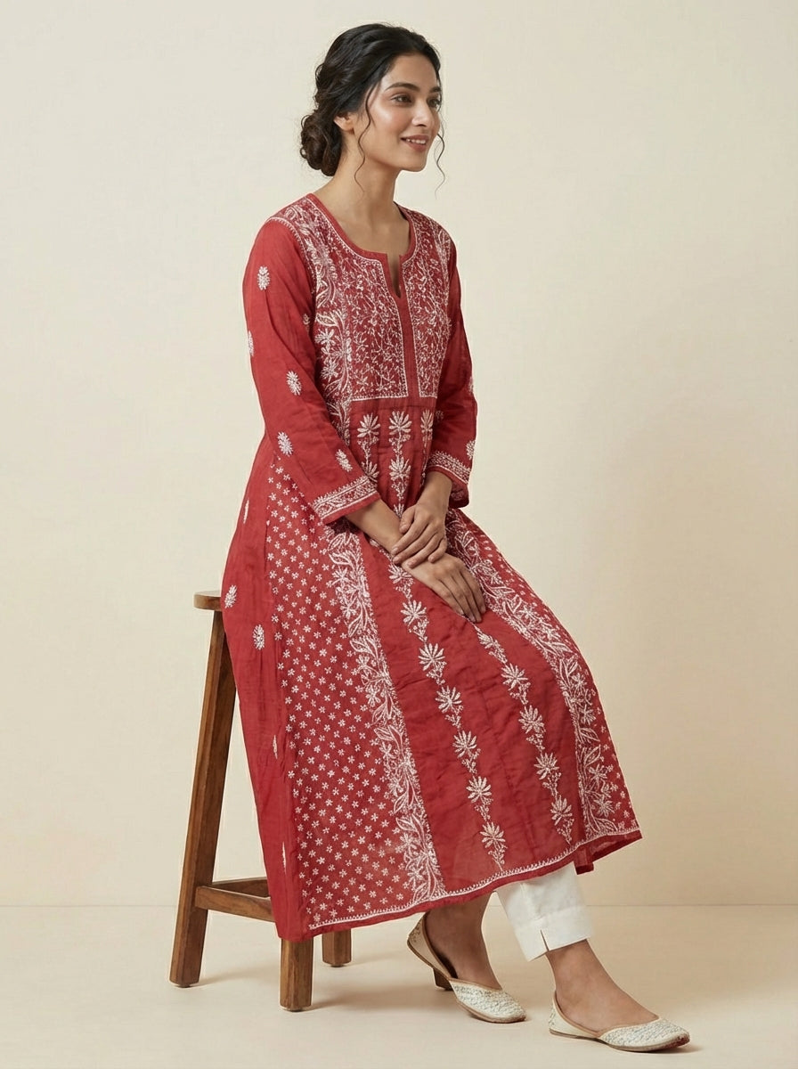 Meher A-line Mul Chanderi Kurti
