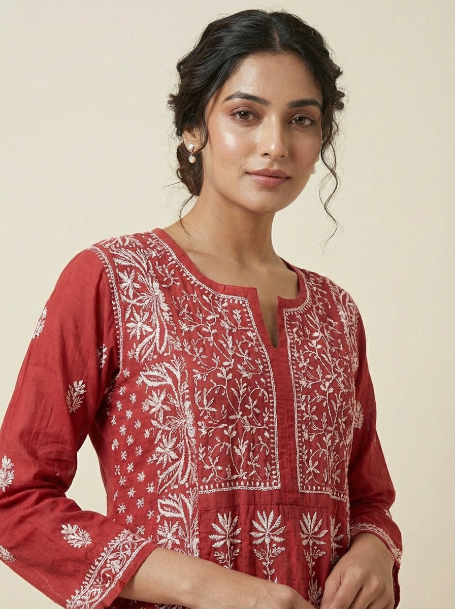 Meher A-line Mul Chanderi Kurti
