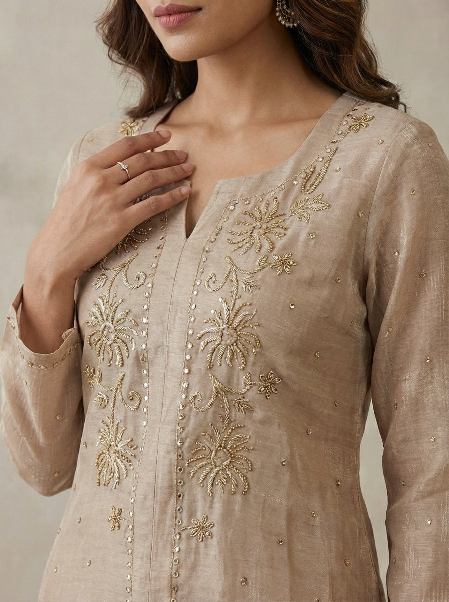 Tissue Co-ordset with Mukaish work