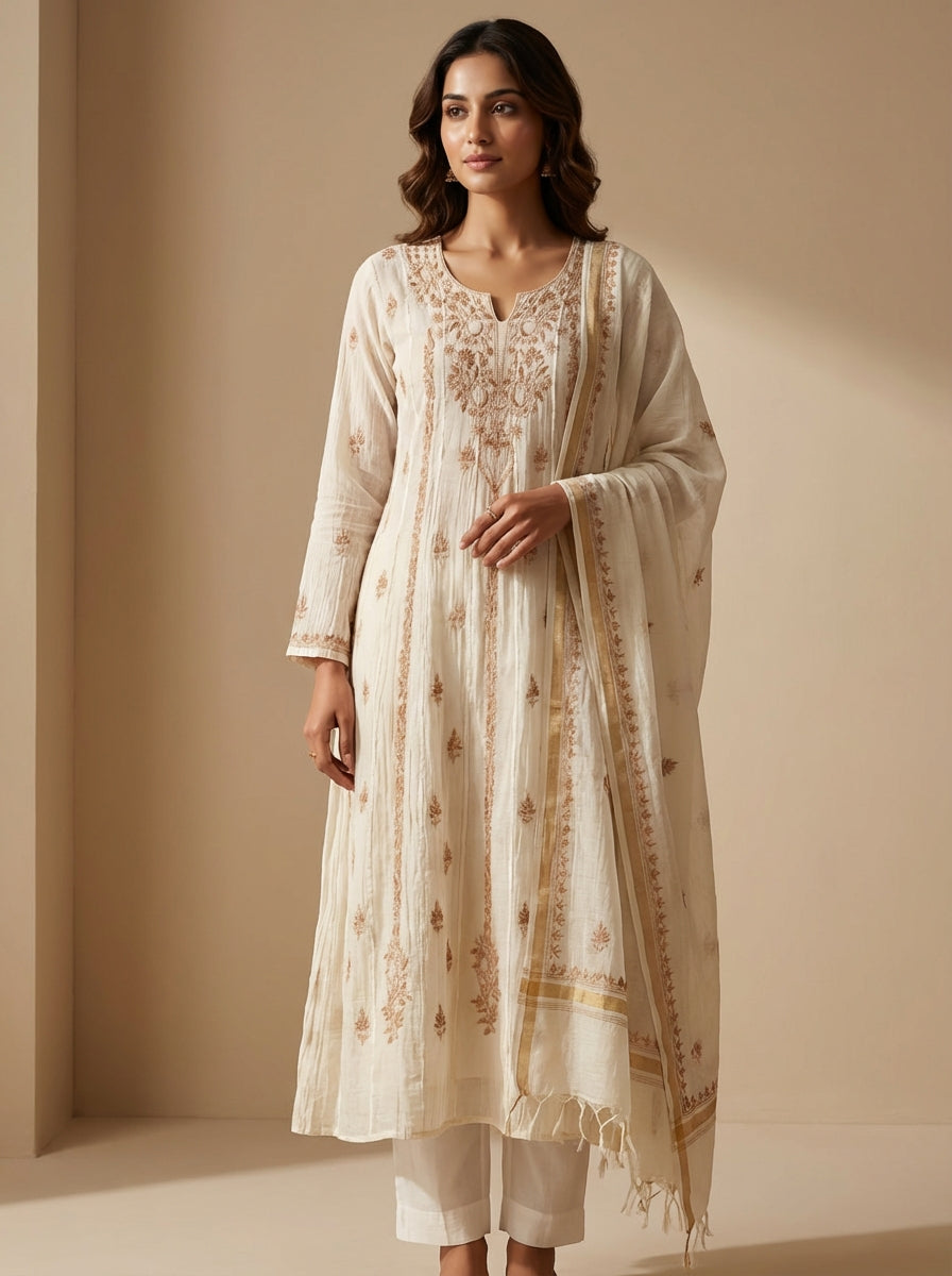 Pure Mal Chanderi Dupatta set