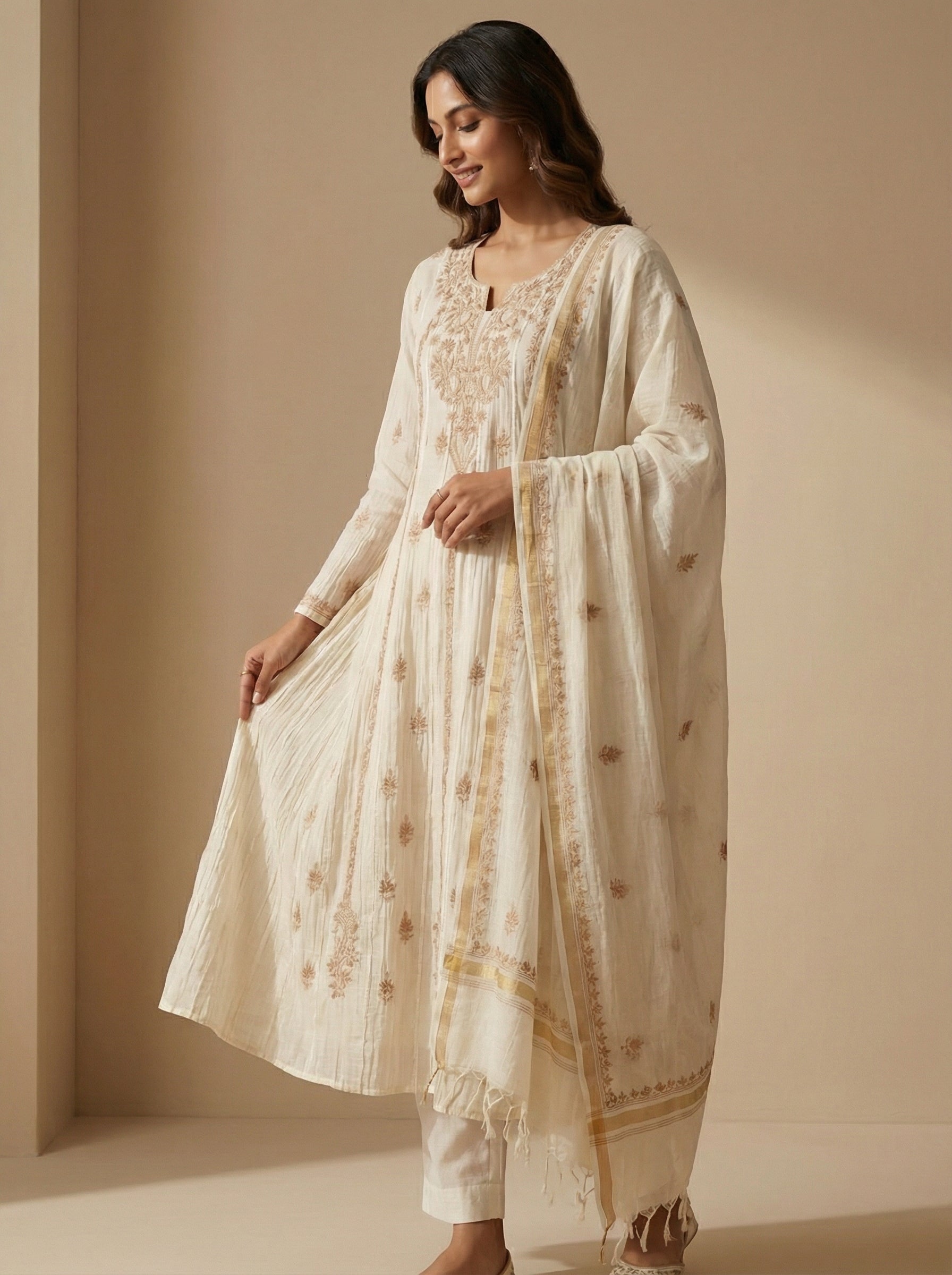 Pure Mal Chanderi Dupatta set