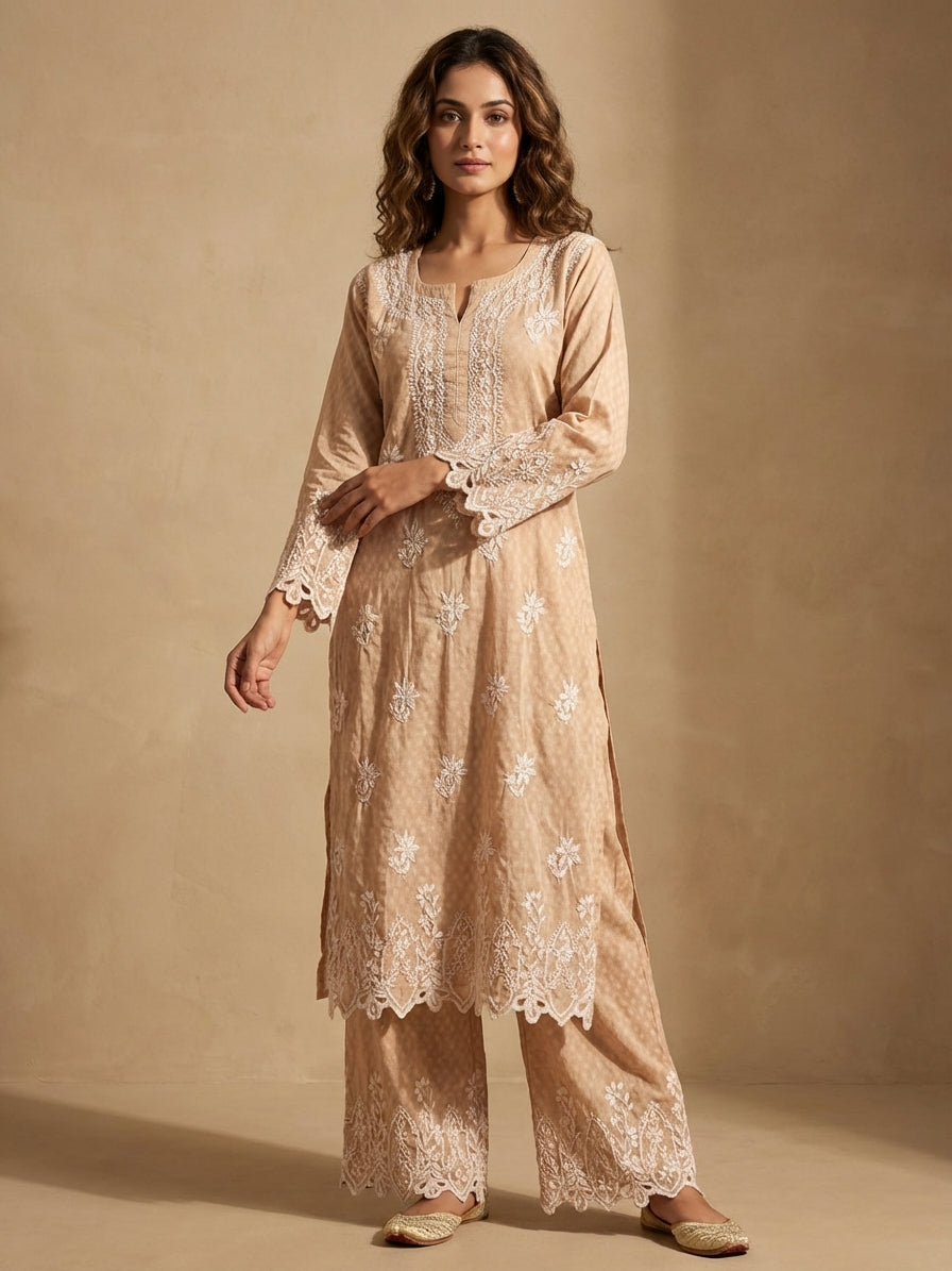 Cutwork Dobby cotton Co-ordset