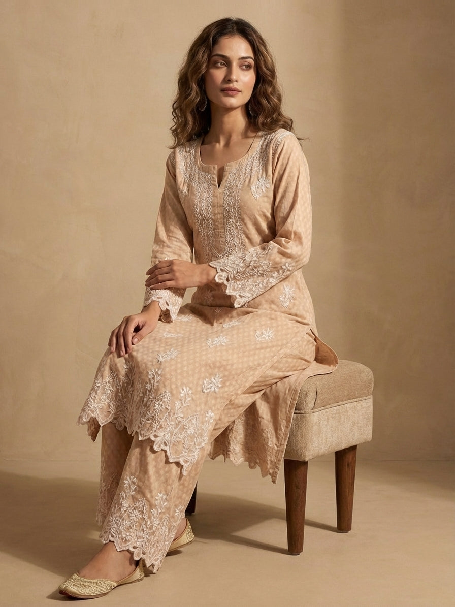 Cutwork Dobby cotton Co-ordset