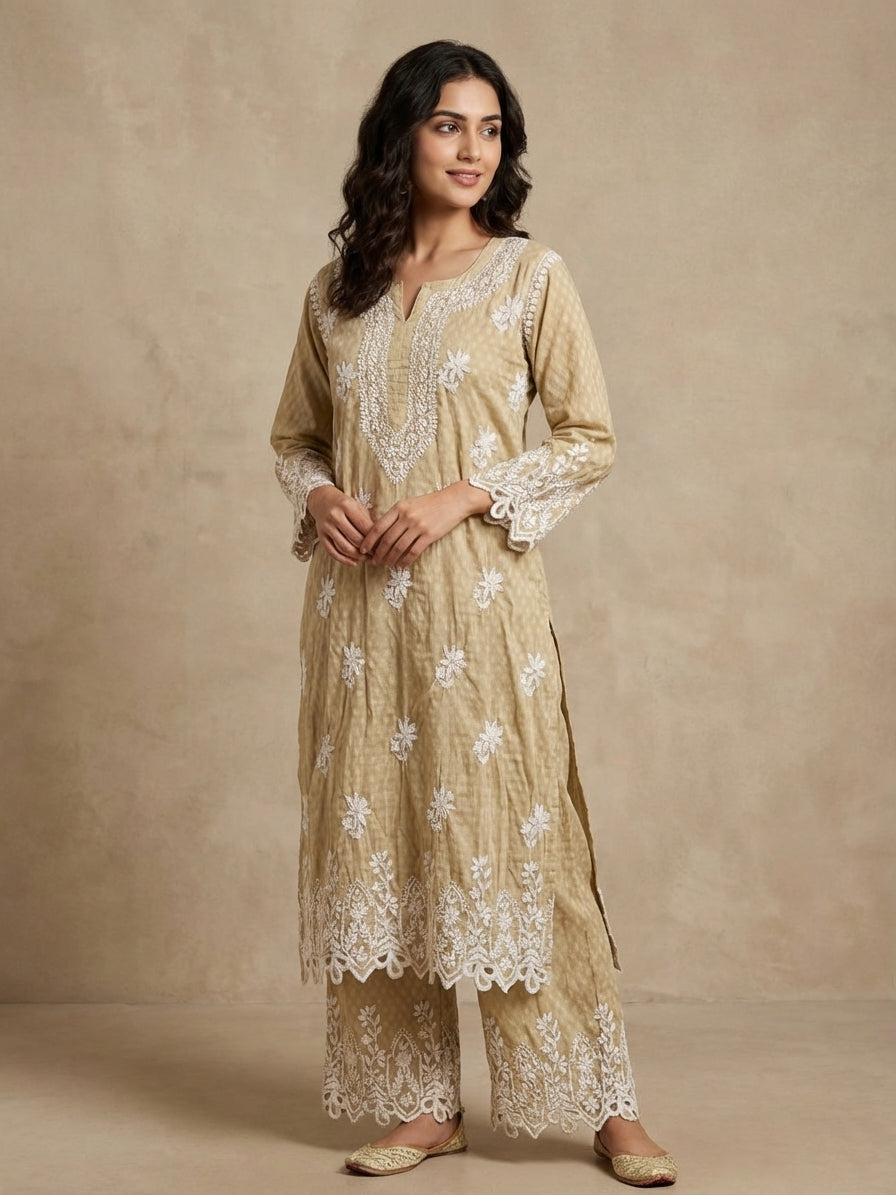 Cutwork Dobby cotton Co-ordset