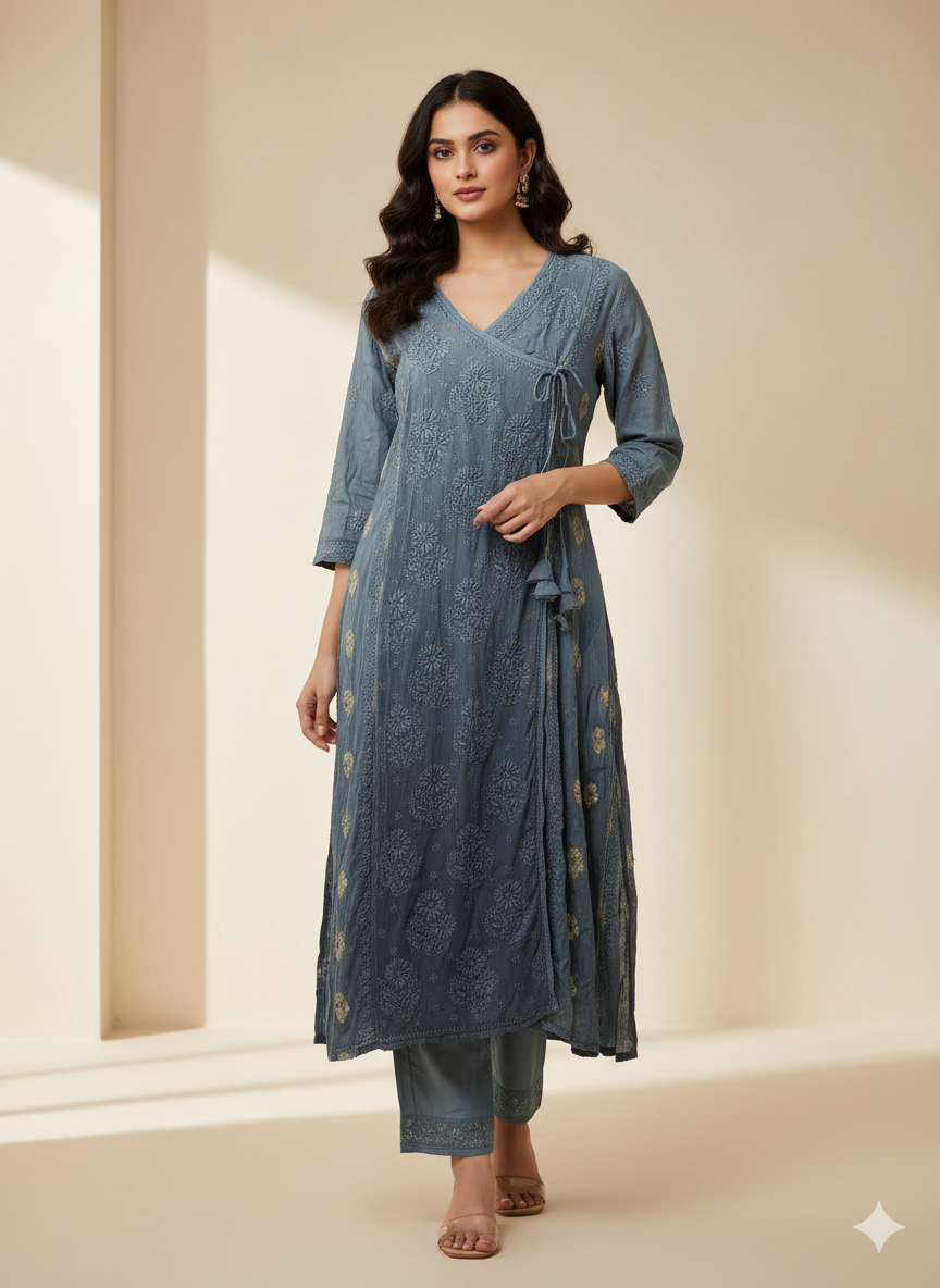 Diya Mul Chanderi Angarakha Kurti