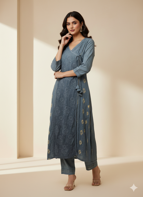 Diya Mul Chanderi Angarakha Kurti