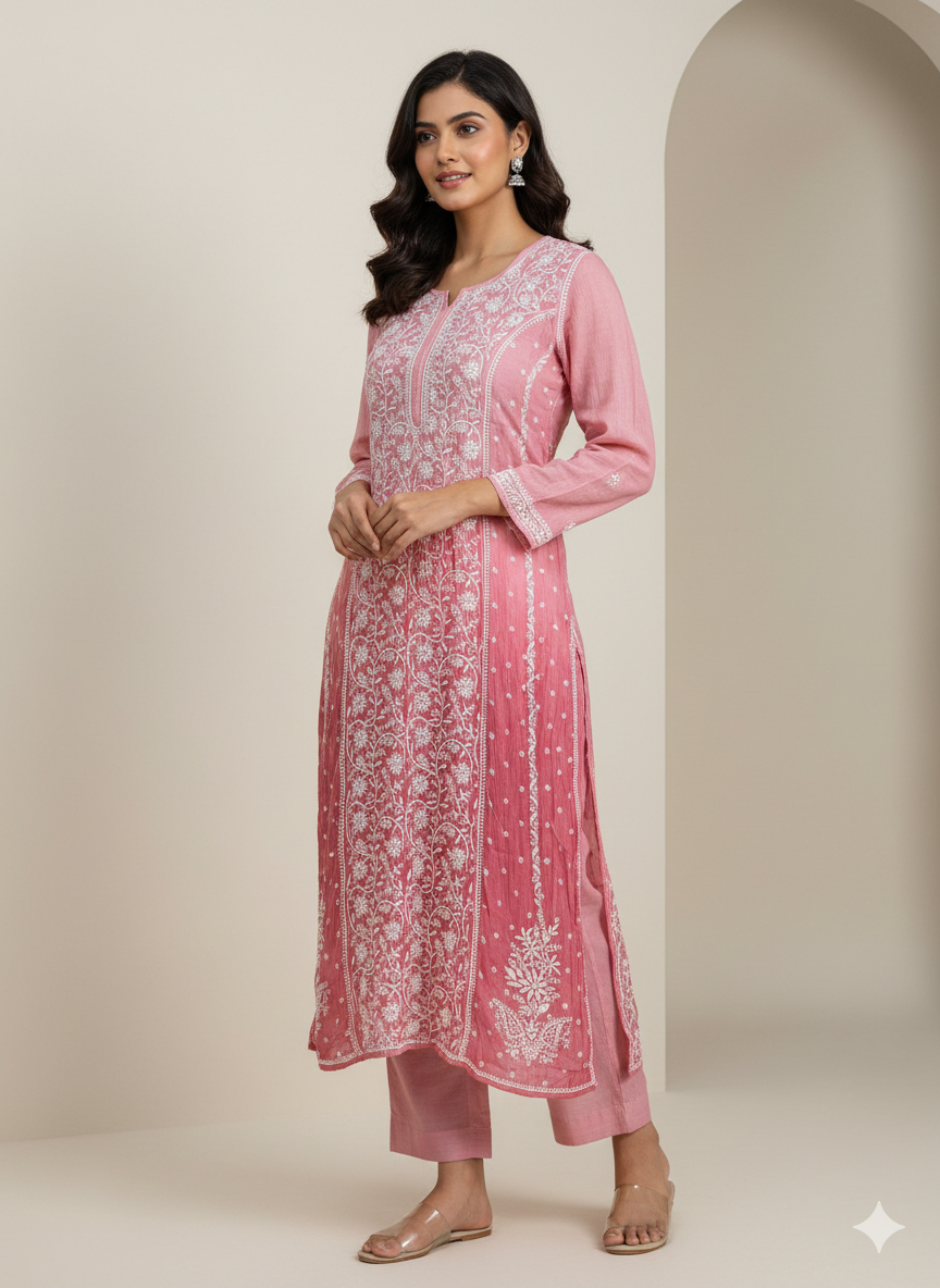 Pure Mul kurti with Thread work
