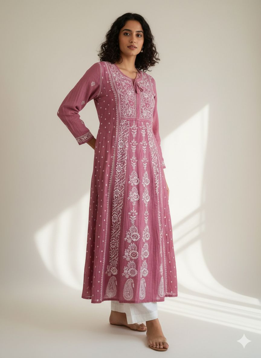Meher A-line Mul Chanderi Kurti