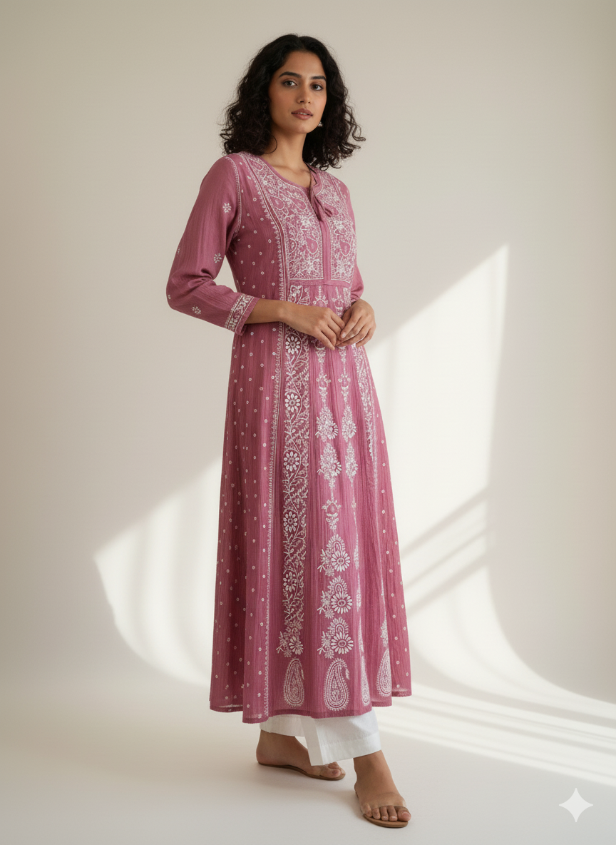 Meher A-line Mul Chanderi Kurti