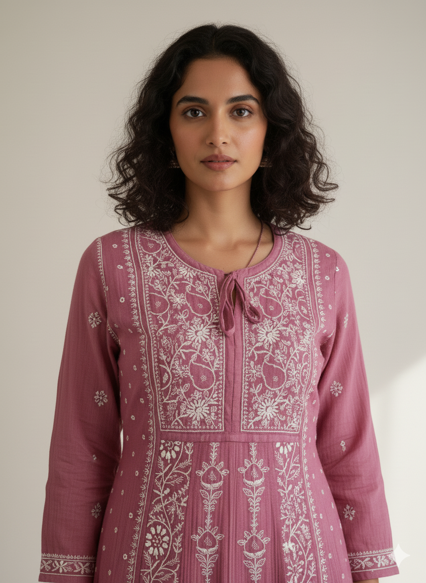 Meher A-line Mul Chanderi Kurti