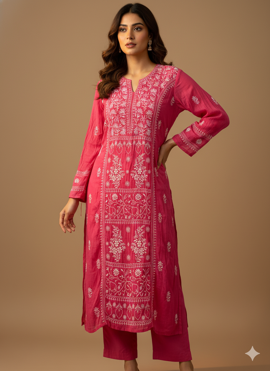 Pure Mal Chanderi Contrast Dupatta set