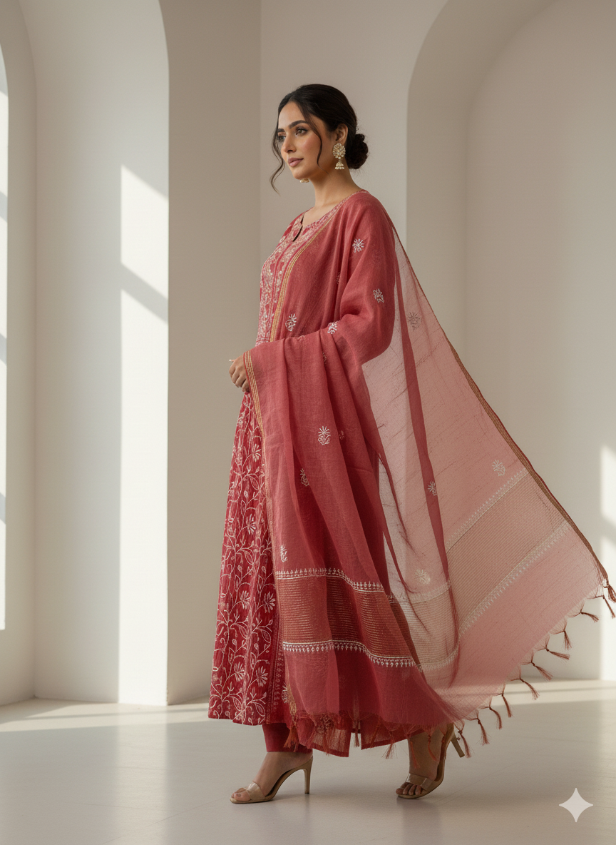 Pure Mal Chanderi Dupatta set