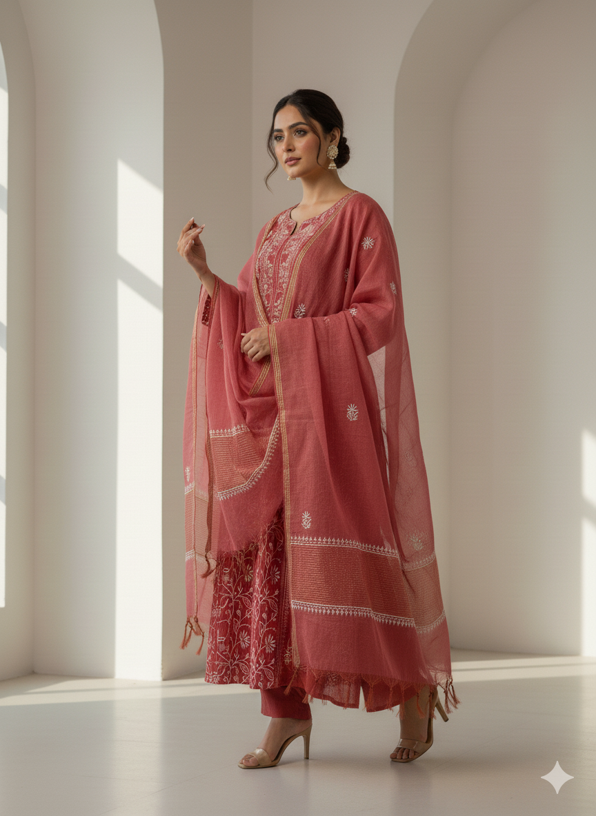 Pure Mal Chanderi Dupatta set