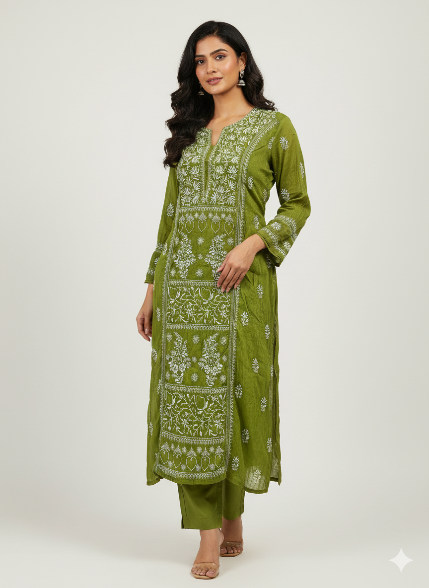 Pure Mal Chanderi Contrast Dupatta set