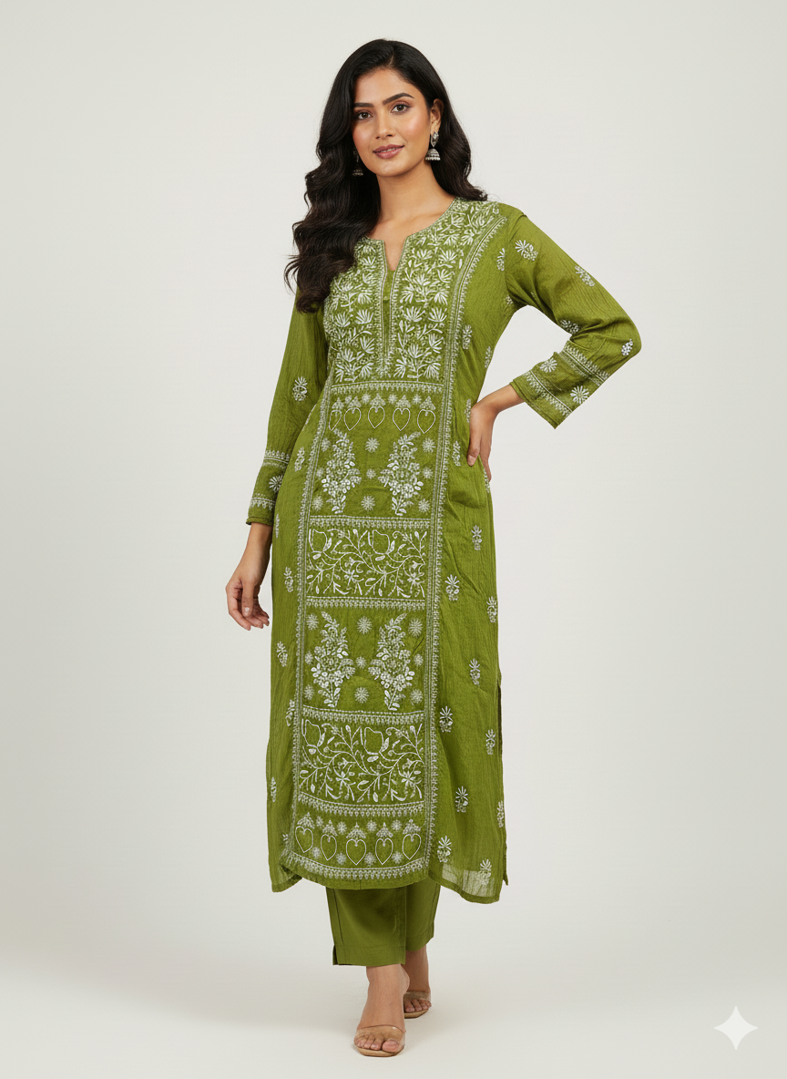 Pure Mal Chanderi Contrast Dupatta set