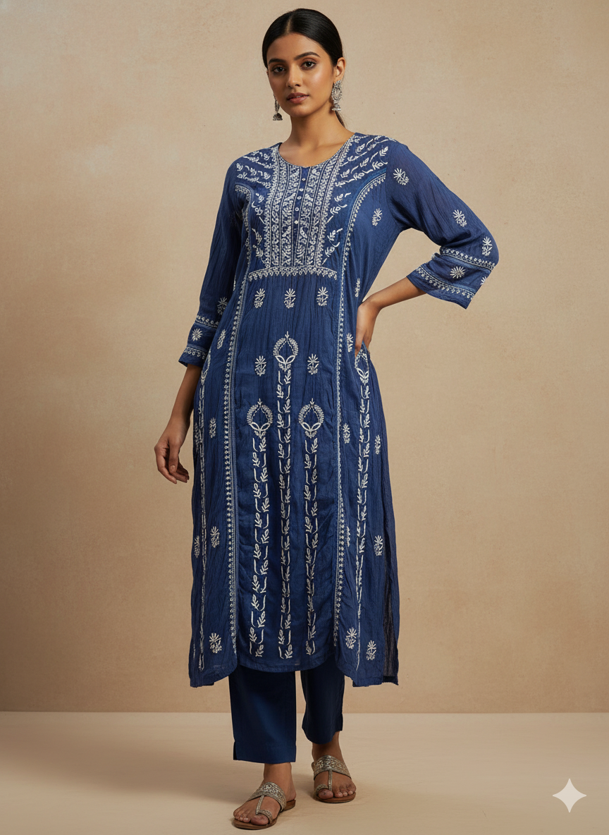 Pure Mal Chanderi Contrast Dupatta set