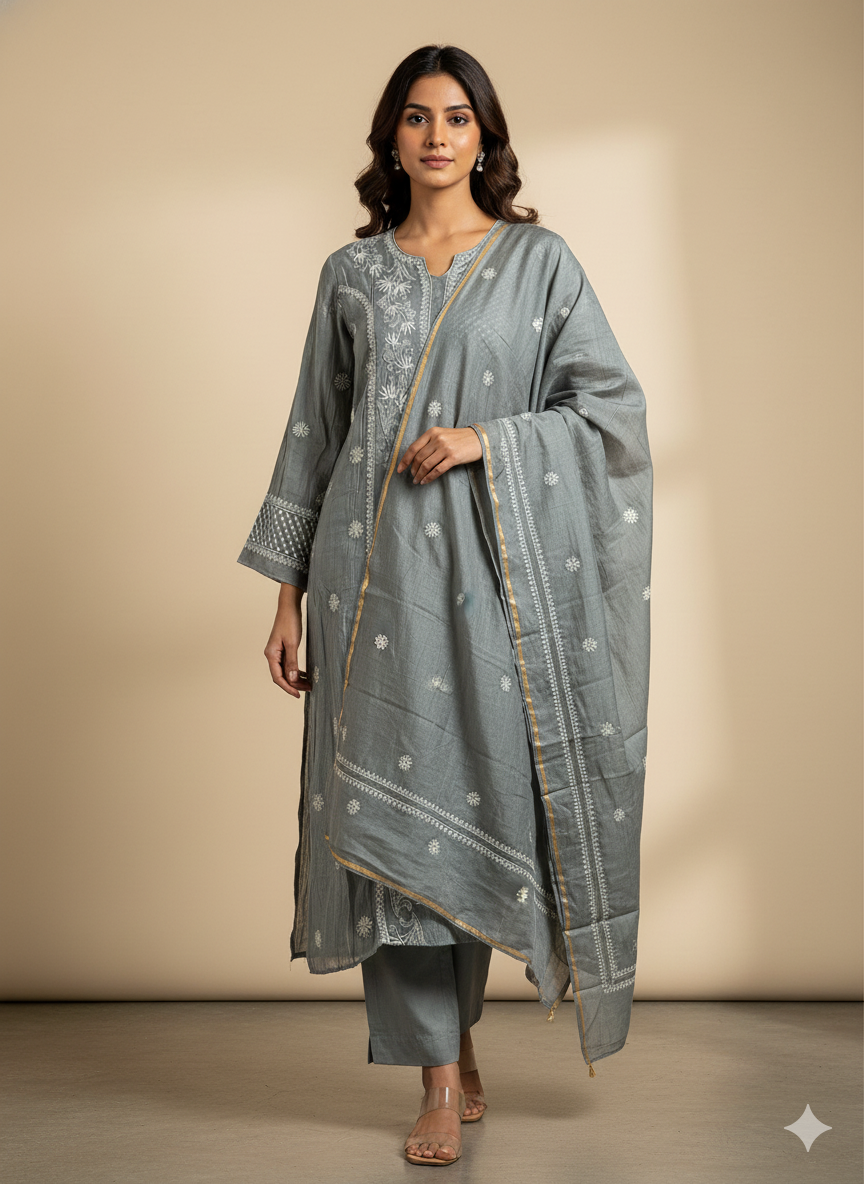 Pure Mal Chanderi Dupatta set