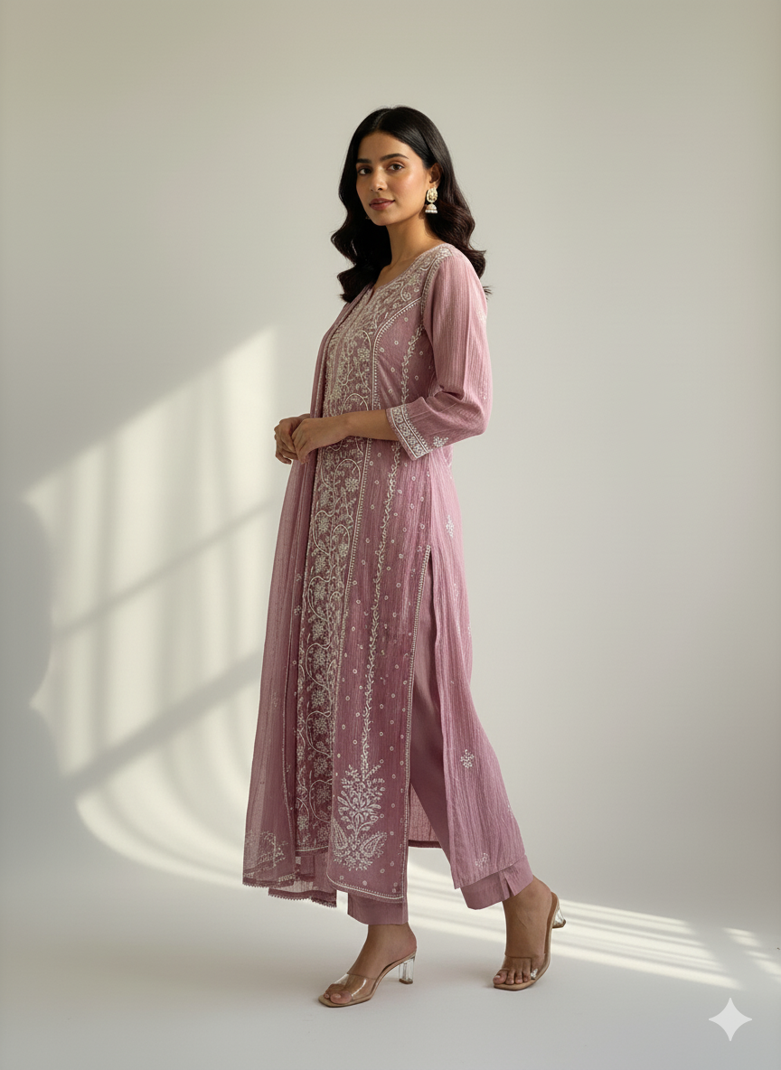 Pure Mul kurti with Thread work