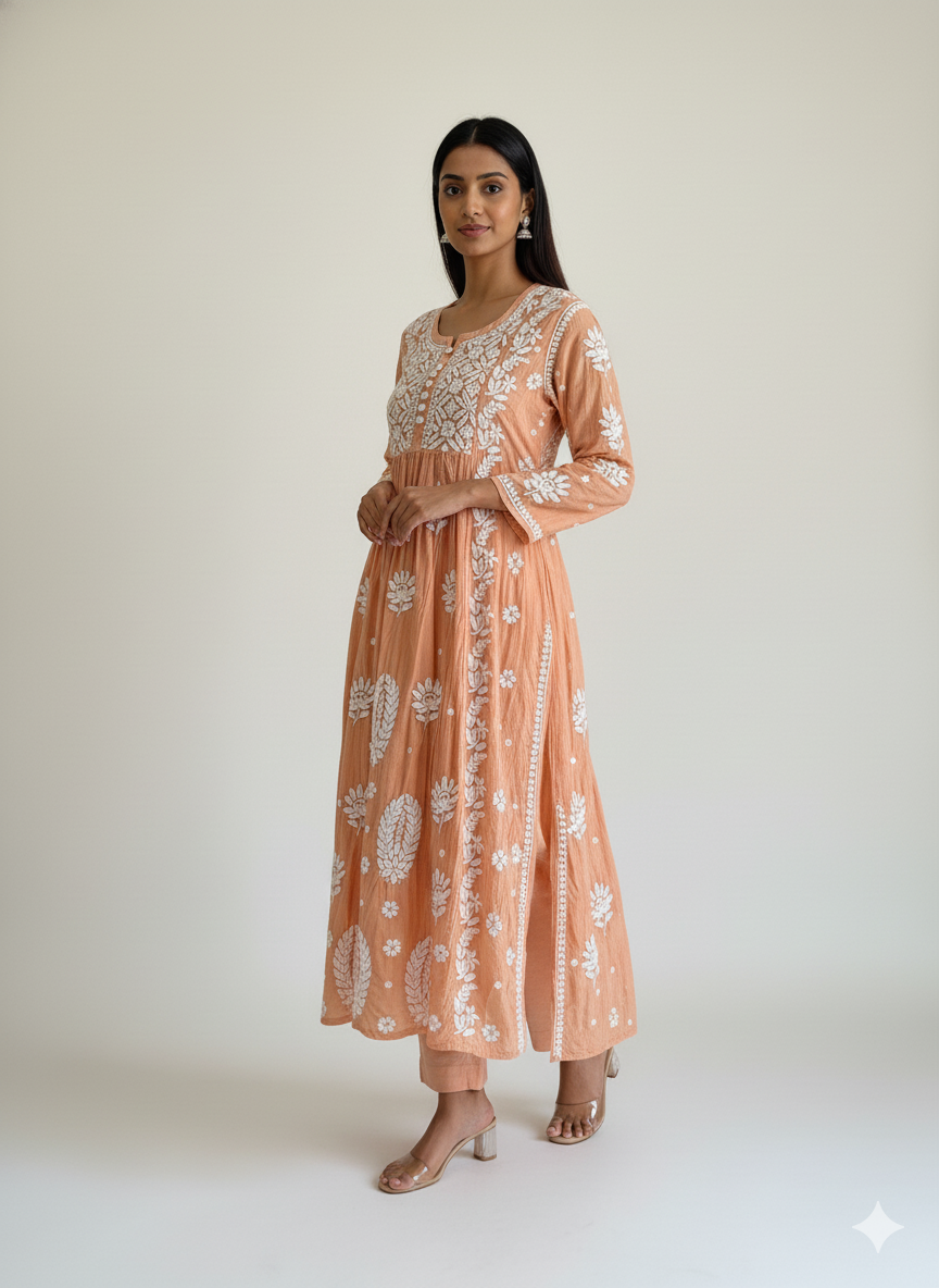 A-line Modal kurti with 3D embroidery