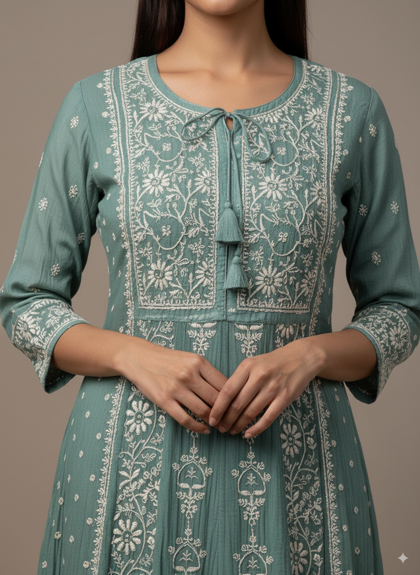 Meher A-line Mul Chanderi Kurti