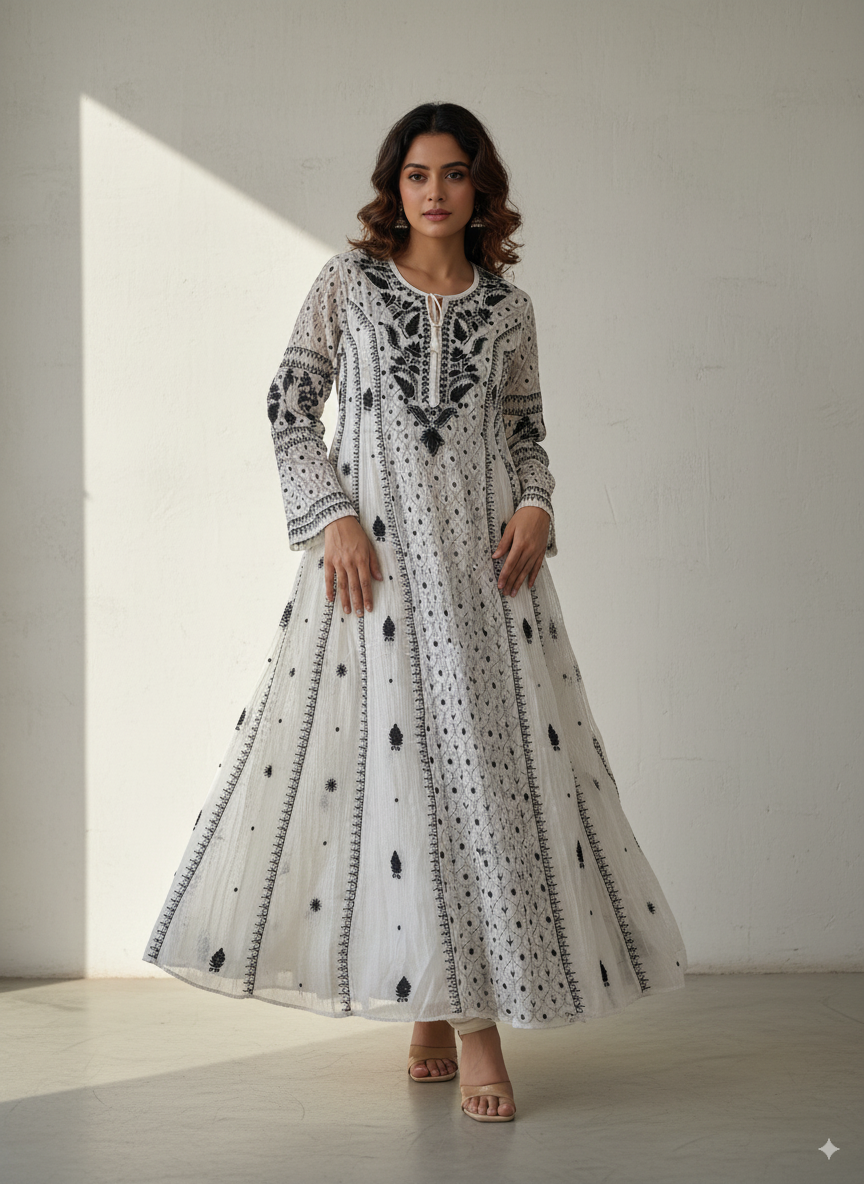 Noor Anarkali with Black threadwork