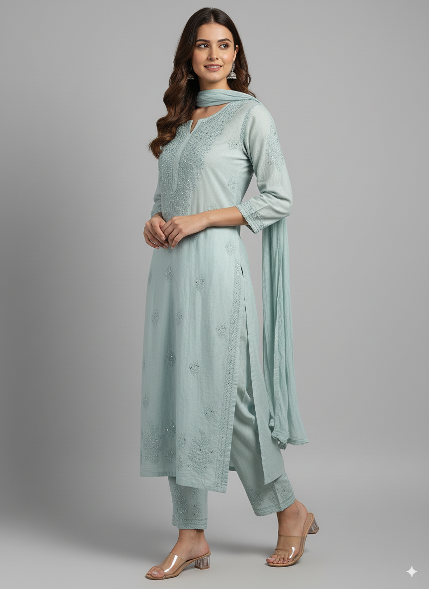 Pia Chanderi Co-ord set with Mukaish work