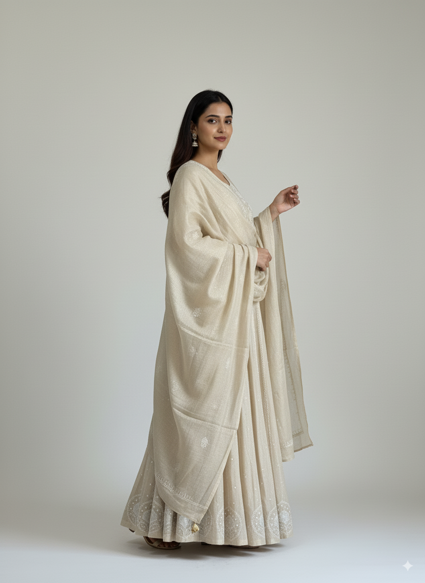 Zehen Tissue Anarkali with Dupatta