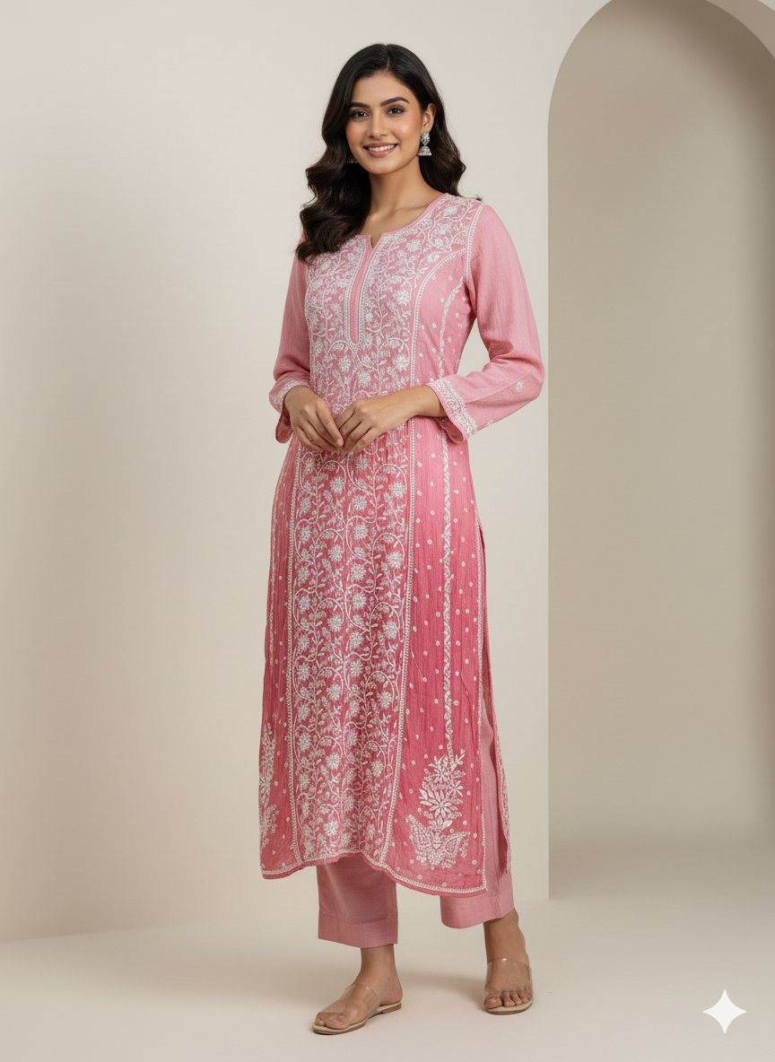 Pure Mul kurti with Thread work