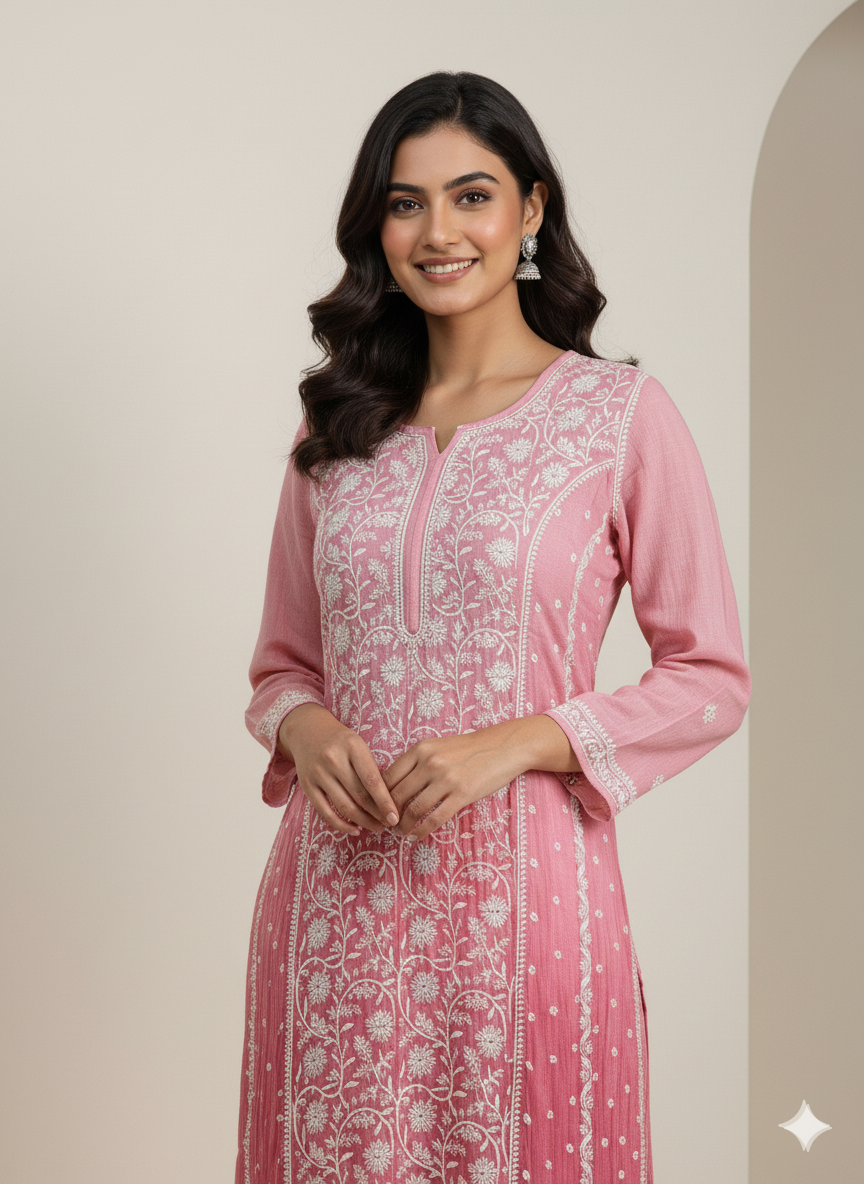 Pure Mul kurti with Thread work