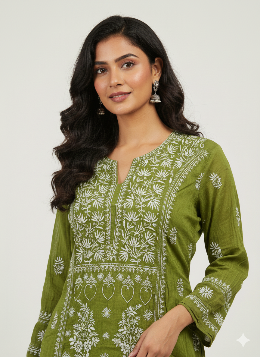 Pure Mal Chanderi Contrast Dupatta set