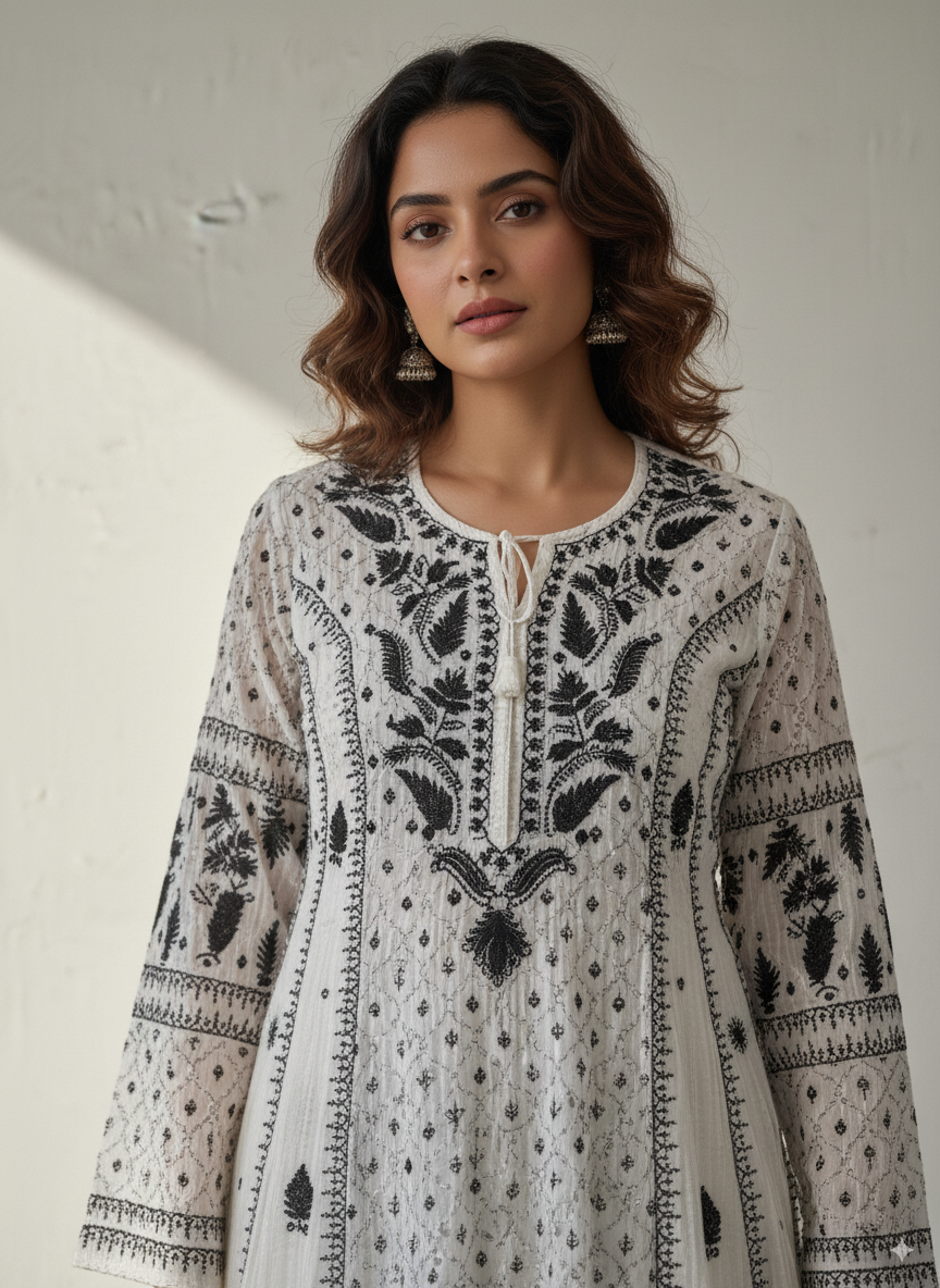 Noor Anarkali with Black threadwork