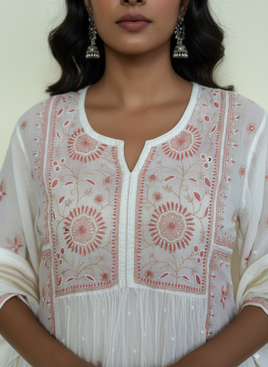 Mul Chanderi Kurta with dupatta