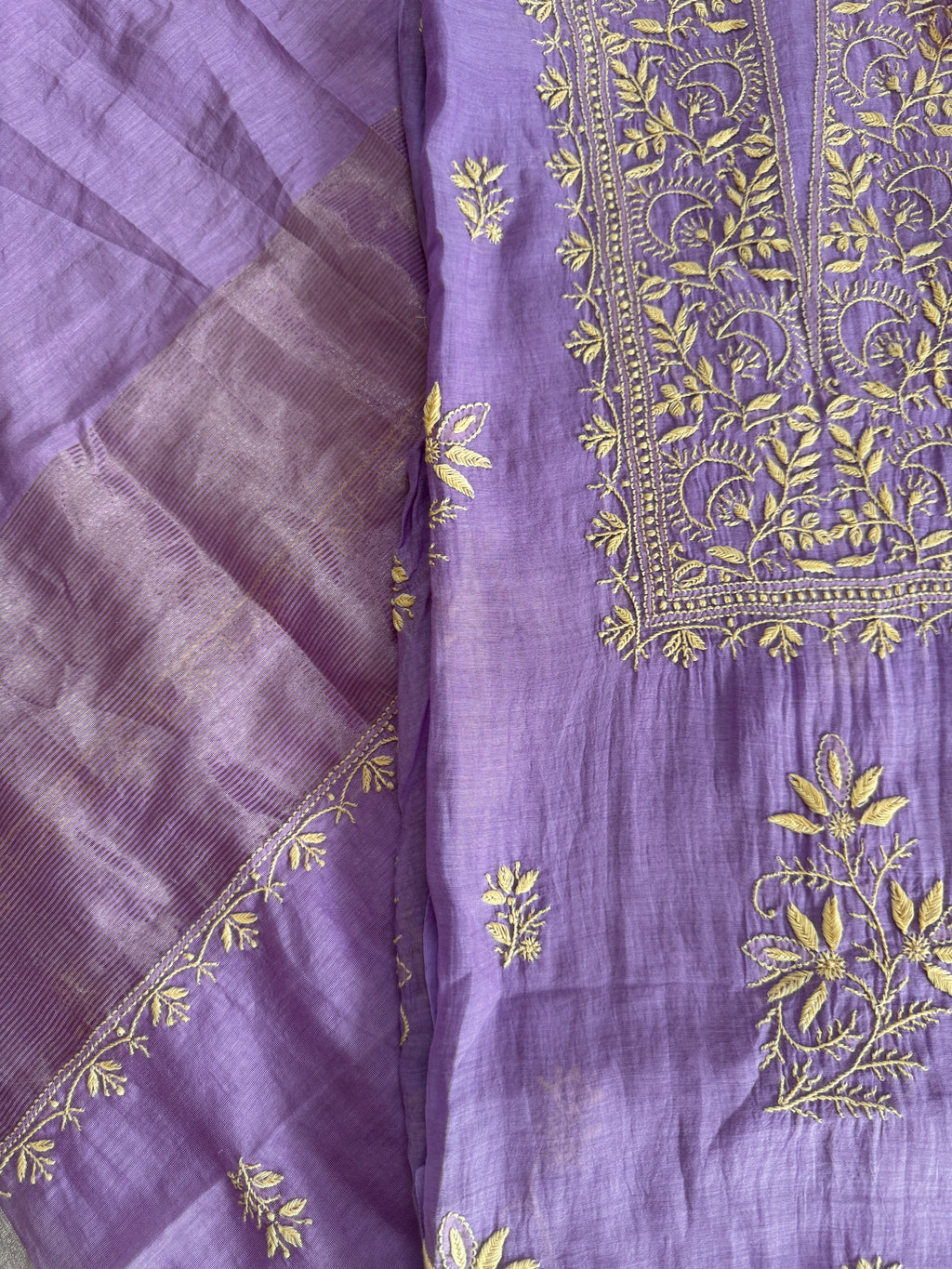 Pure Mal Unstitched Suit with Thread work