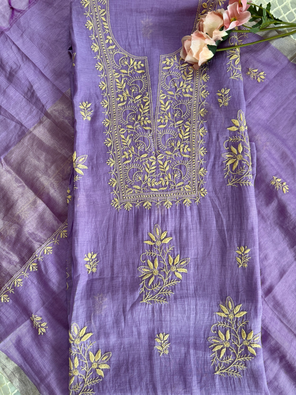 Pure Mal Unstitched Suit with Thread work