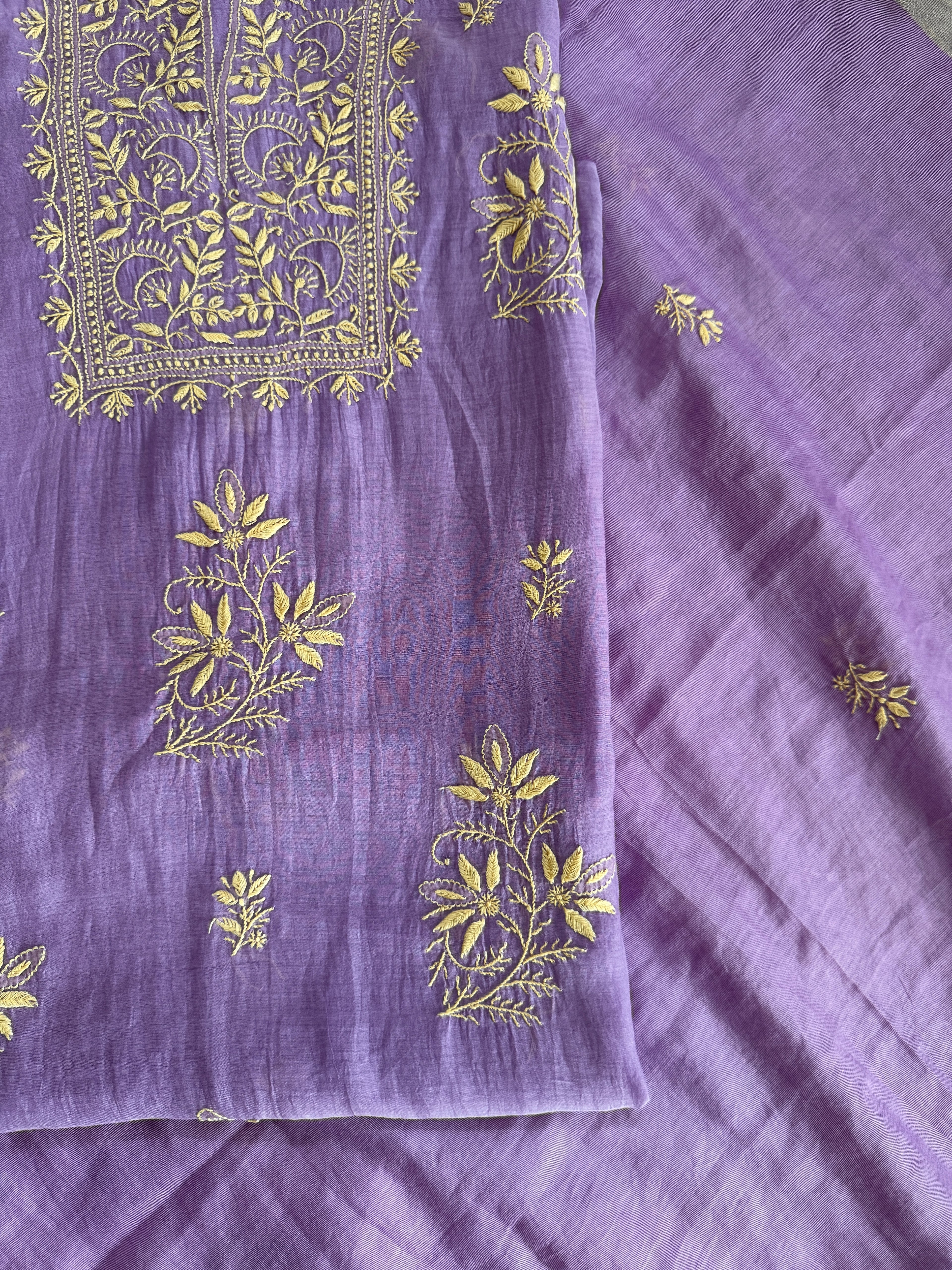 Pure Mal Unstitched Suit with Thread work