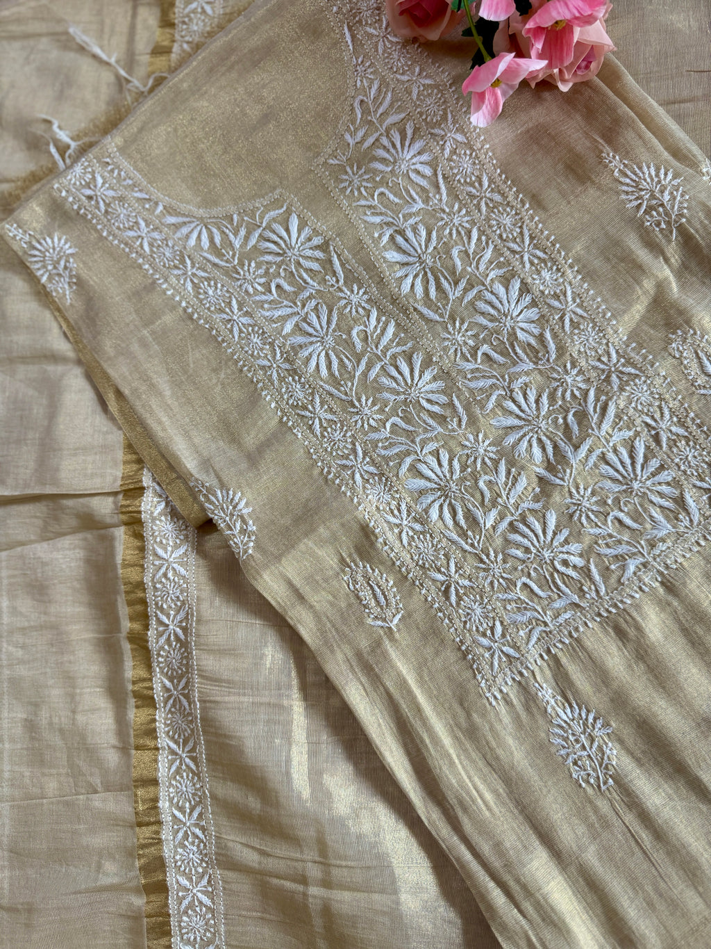 Tissue Silk Unstitched suit with Dupatta