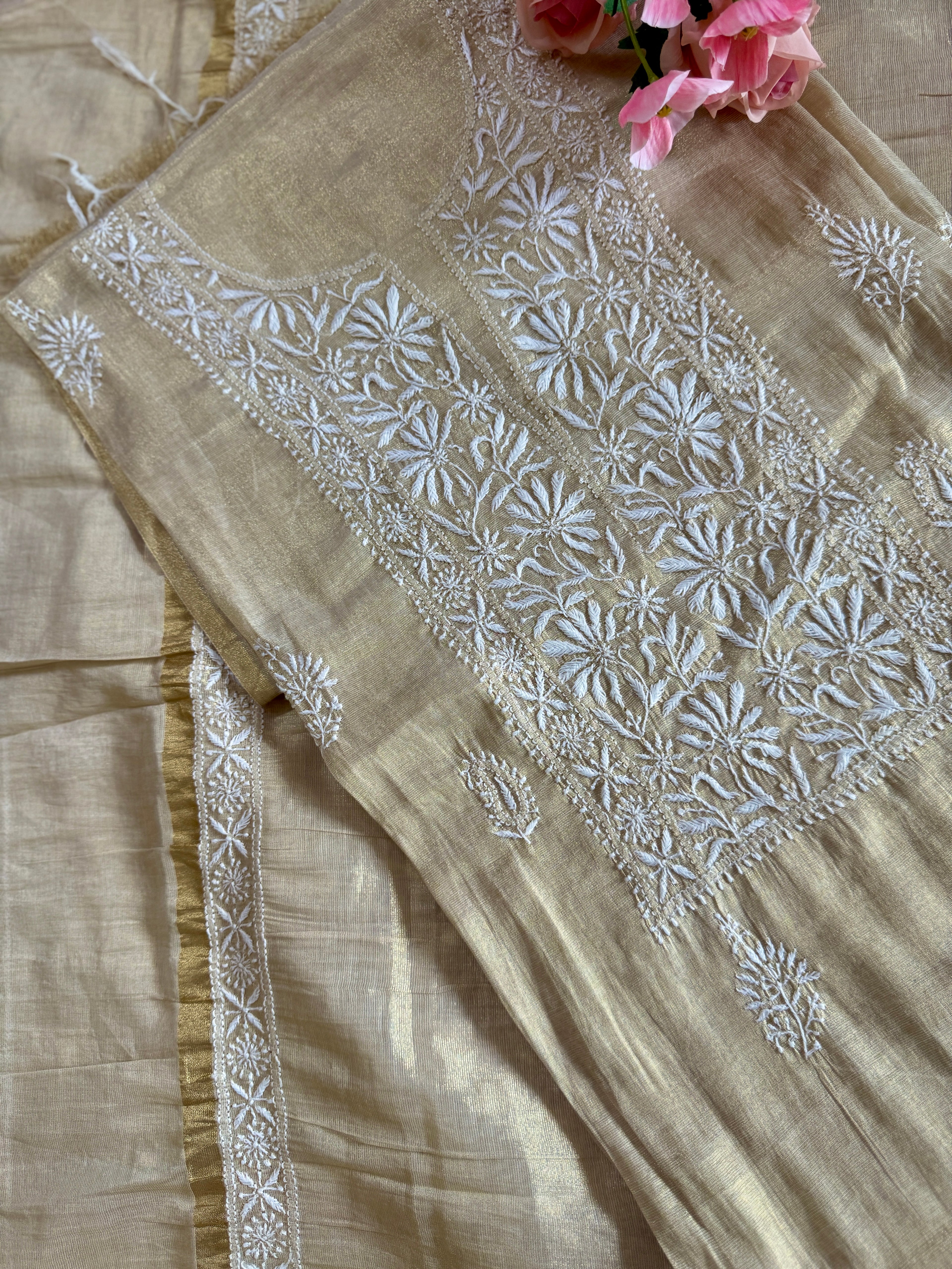 Tissue Silk Unstitched suit with Dupatta
