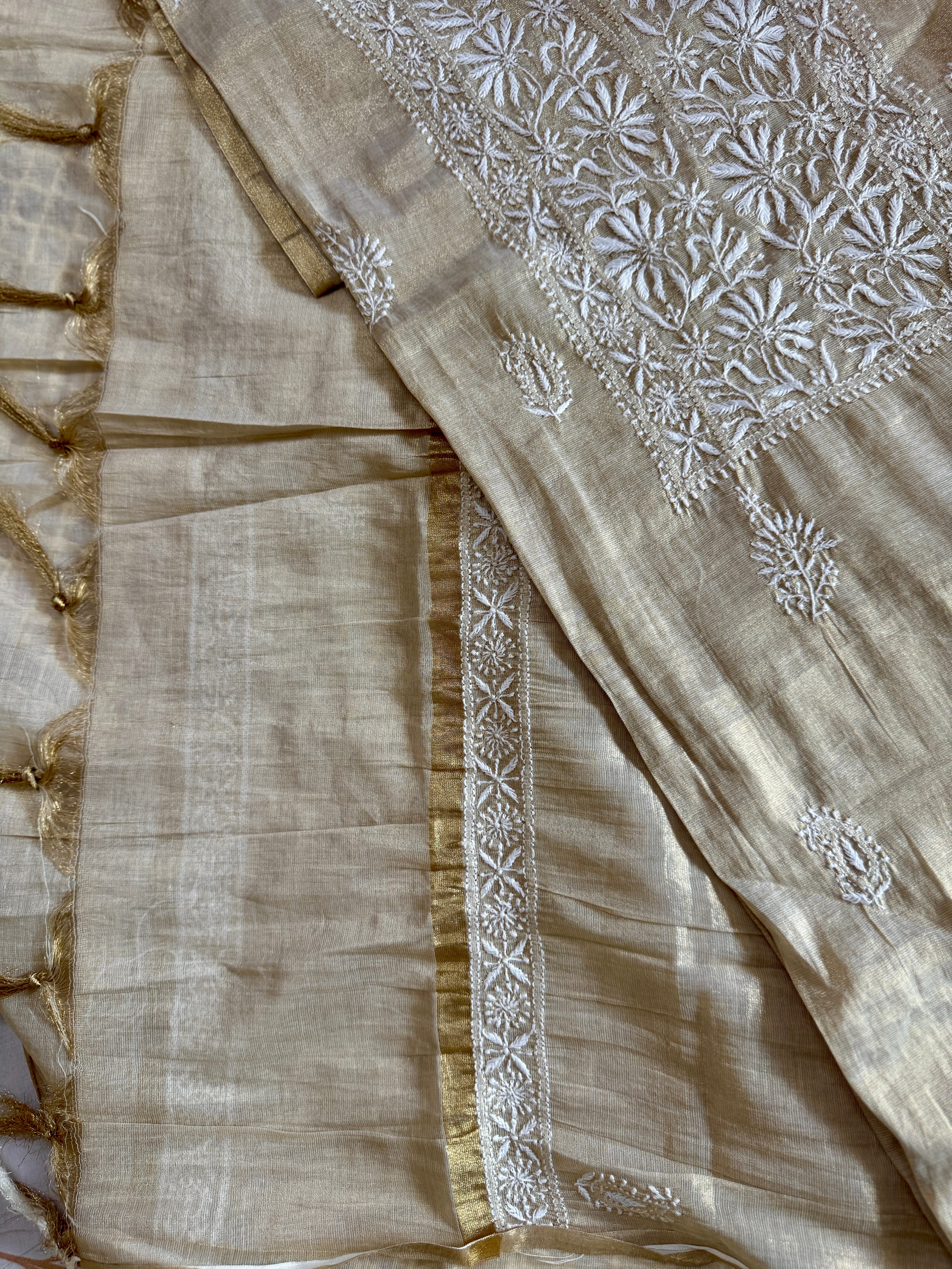 Tissue Silk Unstitched suit with Dupatta