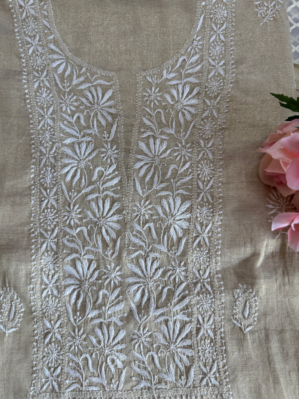 Tissue Silk Unstitched suit with Dupatta